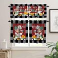 thumbnail image 3 of Chef Kitchen Curtains Tiers and Valances 3 Piece, Kitchen Decor Funny Chef on Red Small Black White Check Border Rod Pocket Short Window Tiers Panel and Valance for Cafe（24" L Tiers & 18" L Valance）, 3 of 5