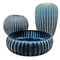 thumbnail image 2 of Bergamo Art Set of 3 Decorative Handmade Glass Azure Ribbons Vase in Blue, 2 of 4