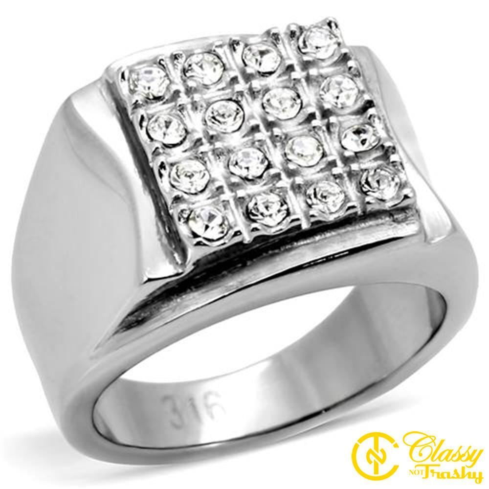 Women's Fashion Jewelry Ring Premium Grade High Quality Stainless Steel Clear Top Grade Crystal by Classy Not Trashy® 