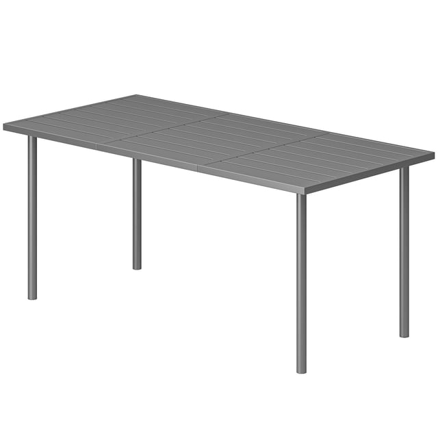 65" x 31.5" Outdoor Dining Table for 6, Metal Rectangular Patio Table with Slatted Top, Weather-Resistant Powder-Coated Steel for Garden, Backyard, BBQ, and Dining Area, Dark Grey