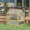 thumbnail image 2 of CoSoTower Raised Garden Bed with Polycarbonate Greenhouse, Garden Wooden Cold Frame Greenhouse Flower Planter Protection, Peak Roof, 35.5" X 31.5" X 36", Natural, 2 of 5