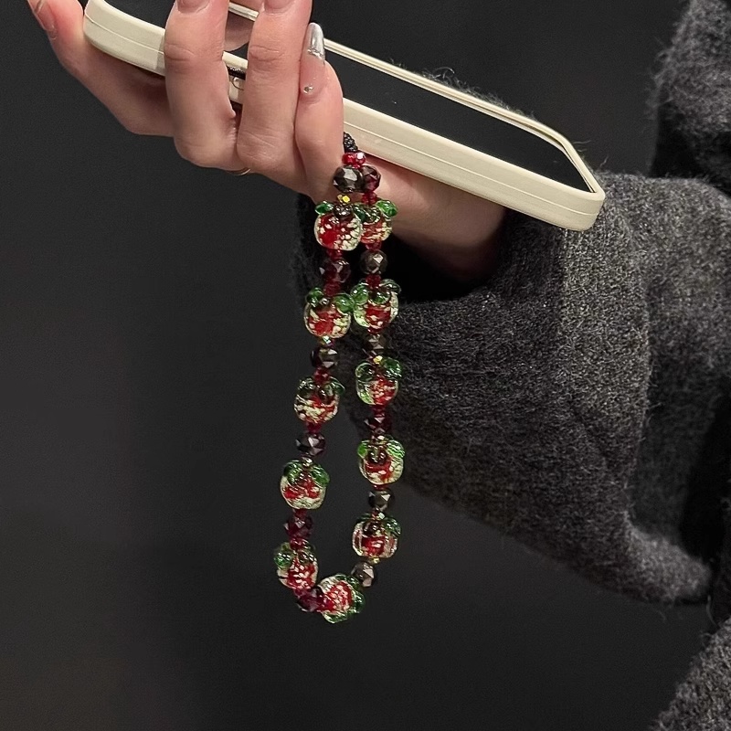 "Good Fortune" Persimmon Lanyard, Glowing Beaded Phone Chain for Women - Elegant & Unique Phone Lany