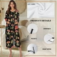 thumbnail image 5 of FKELYI Mushroom Leaf Butterfly Print Nightgowns Women's Zip Up Robe Comfy House Coats Full Length Sleepwear House Dress Long Sleeve Bathrobe with 2 Pockets, 3XL, 5 of 6