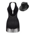 thumbnail image 2 of Linjinx Justaucorps de Danse pour Femmes avec Franges et Chapeau à Sequins Noir m, 2 of 7