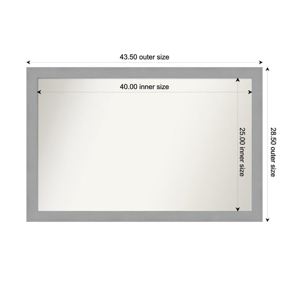 Amanti Art Custom Wall and Bathroom Mirror (28.5 x 43.5 in.), Brushed Nickel Frame