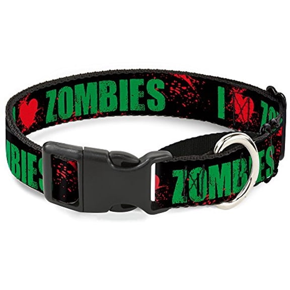 Buckle-Down MGC-W30940-WL I "Heart" Zombies Black Green Red Splatter Martingale Dog Collar