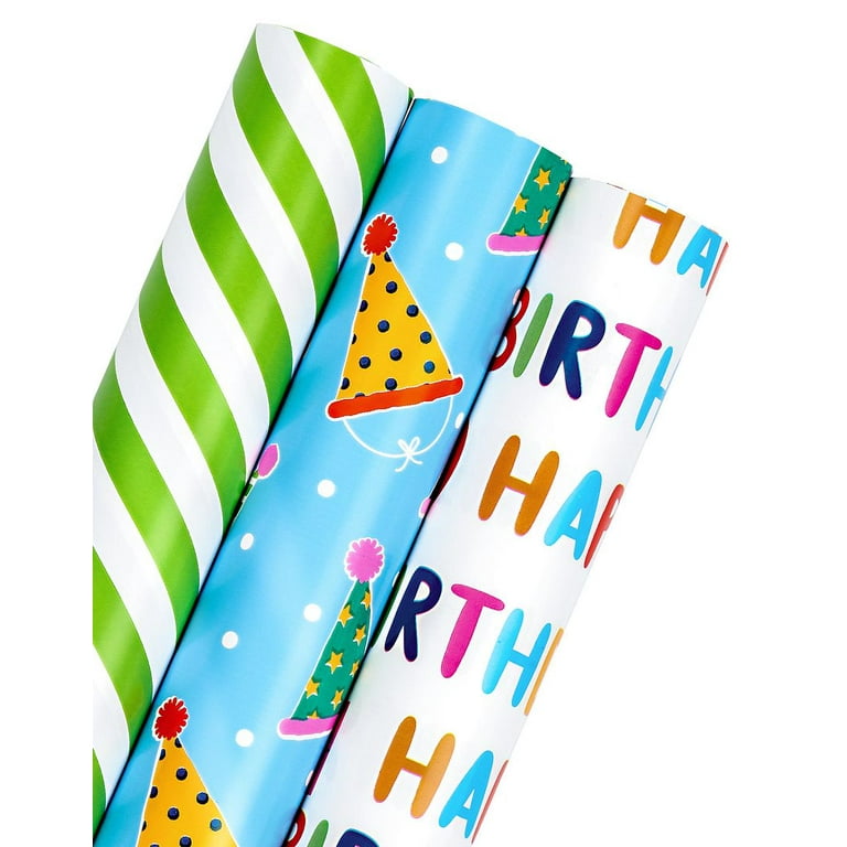 WRAPAHOLIC Birthday Wrapping Paper Roll - Mini Roll - 3 Rolls - 17