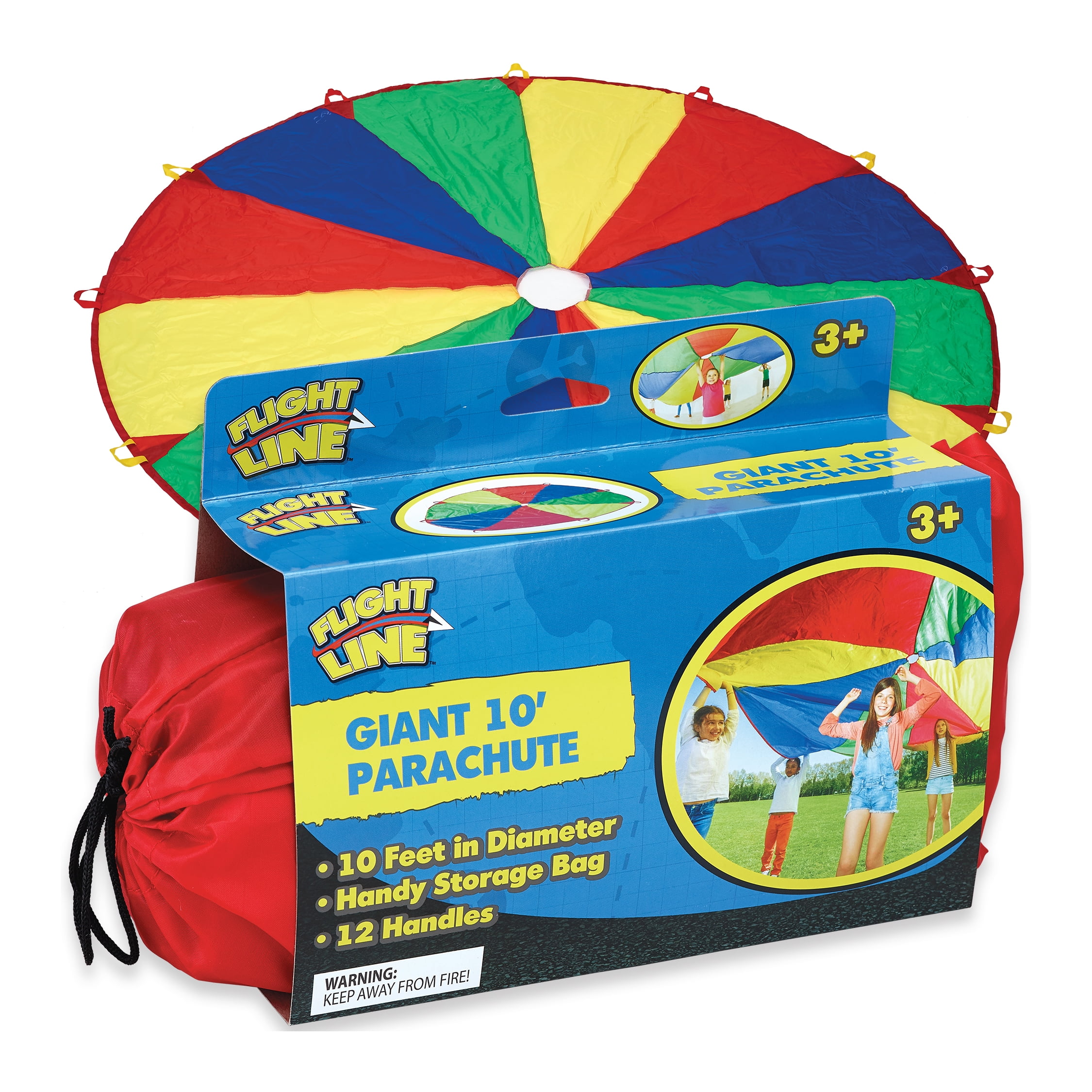 6~16 Feet Multicolored Kids Play Parachute with 8 Handles Outdoor Games Toy