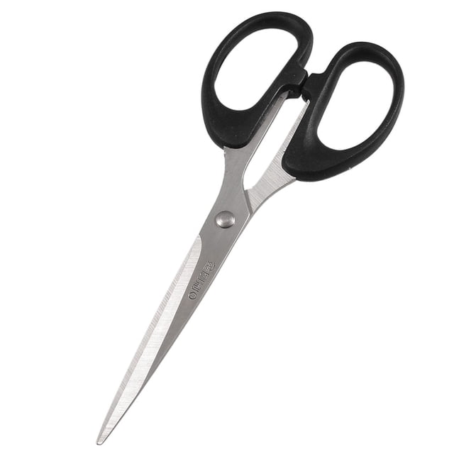 Tijeras metálicas con mango negro para oficina en casa Unique Bargains