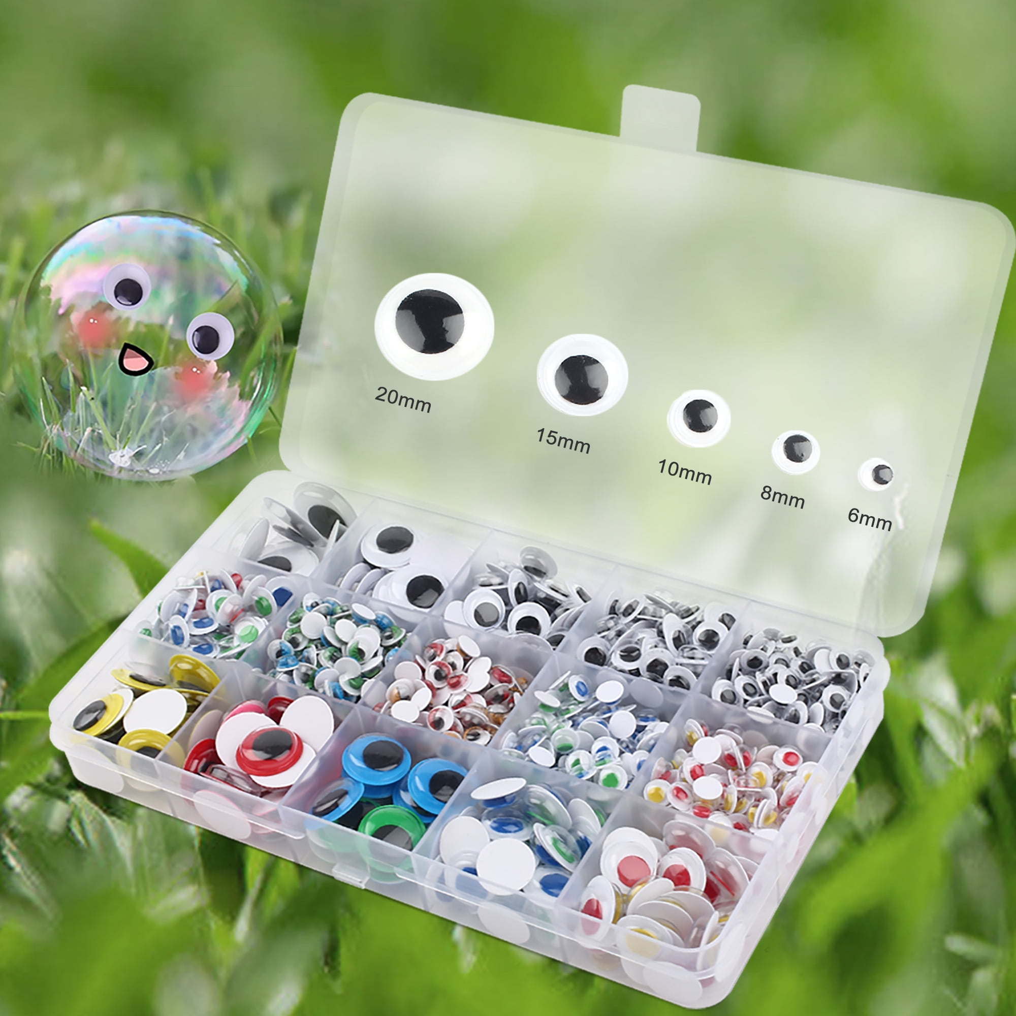 LotFancy Wiggle Googly Eyes for Crafts, 1100PCS Self-Adhesive Multi Colored  Assorted Sizes(6mm, 8mm, 10mm, 12mm, 15mm, 20mm), Google Eyes Stickers for  DIY, Toy Accessories, Art Crafts, Decoration
