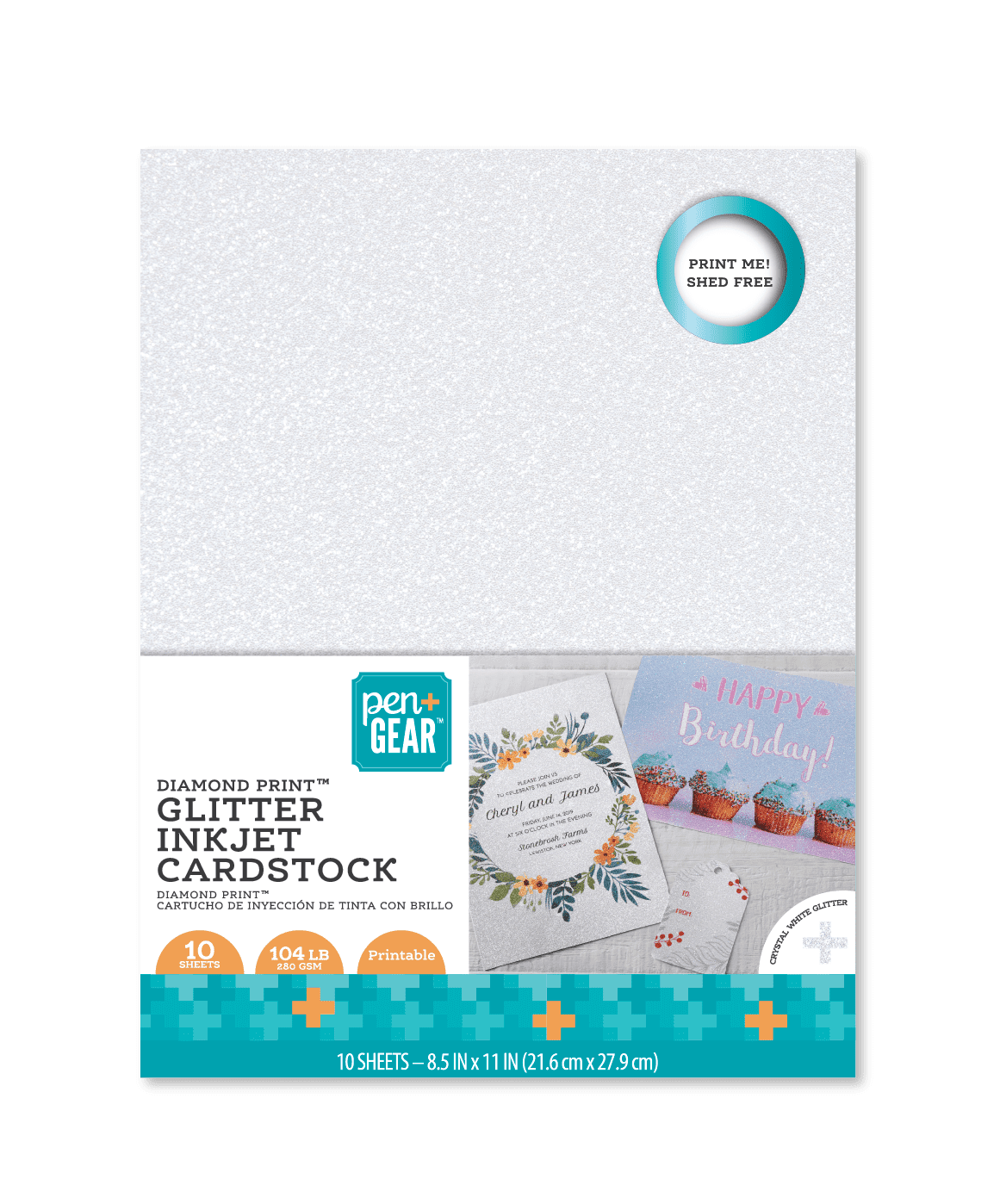 Pen Gear Glitter Inkjet Printable White Cardstock