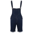 thumbnail image 2 of Hombres Casual Moda Sólido Pecho Bolsillo Denim Pantalones Cortos Rasgados Tipo Recto Monos, 2 of 5