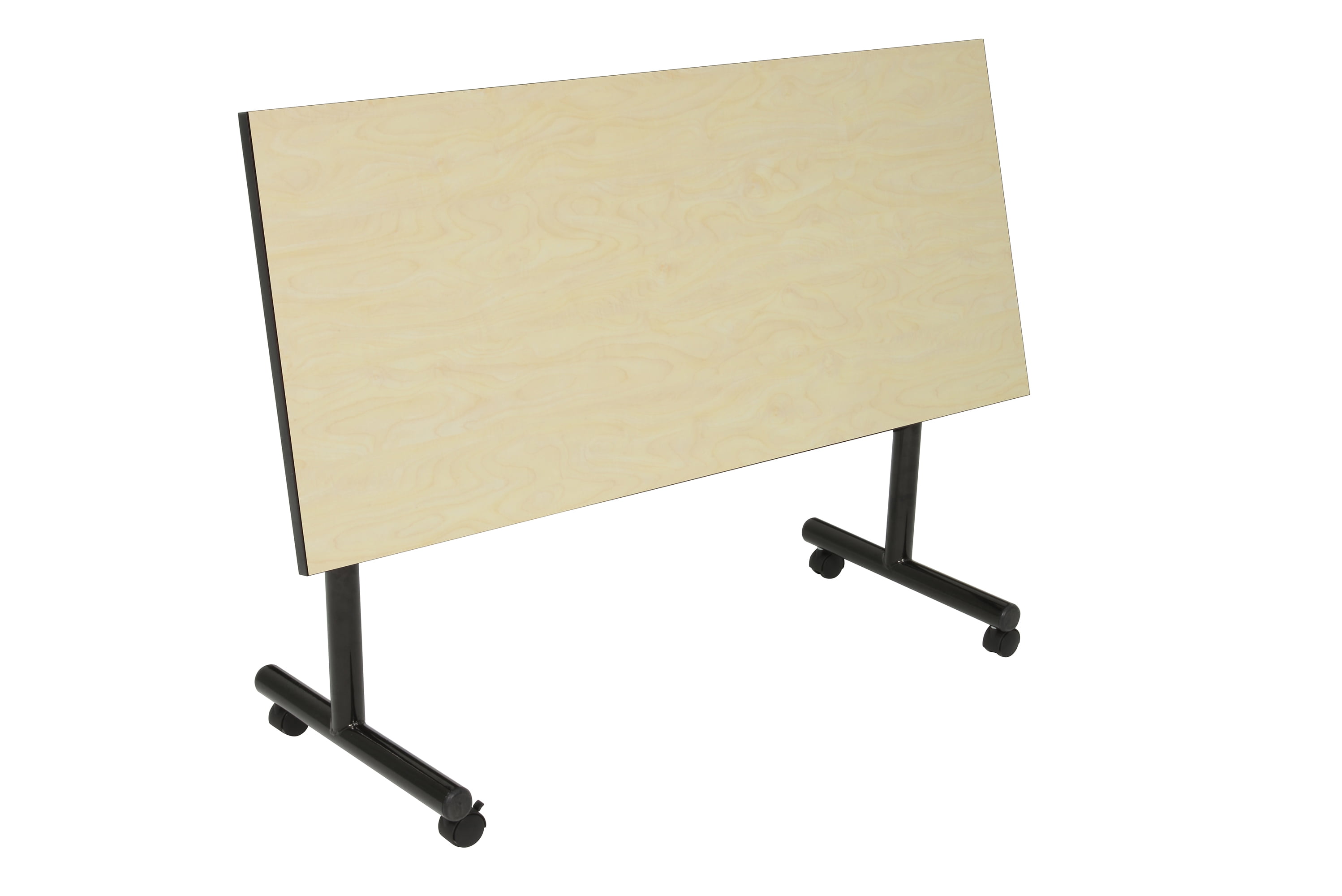 Romig Kobe 48 x 24 in. Flip-Top Privacy Nesting Table- Maple, 2 Zeng Stack Chairs- Black