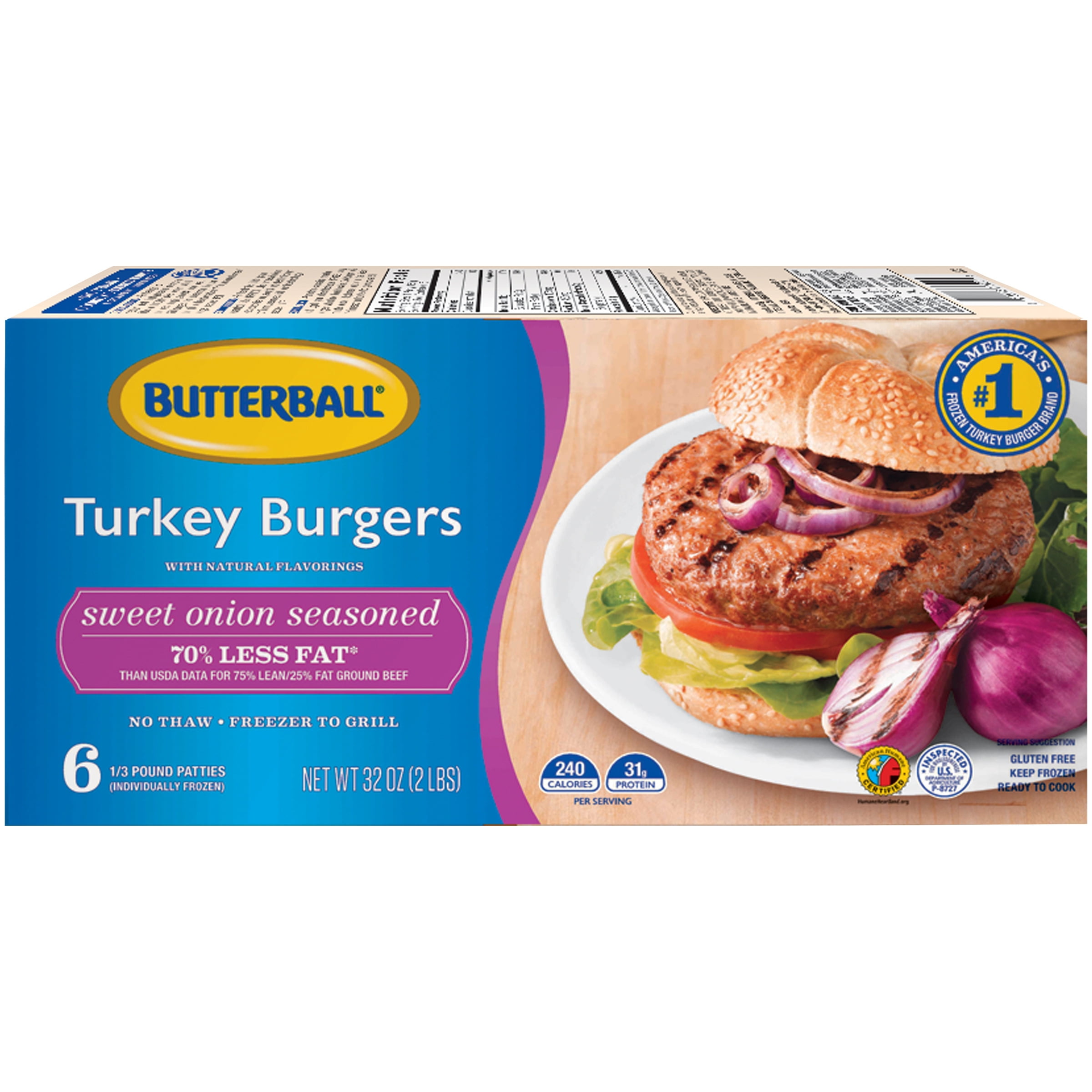 Butterball® Everyday Sweet Onion Seasoned Turkey Burgers 6 ct Box