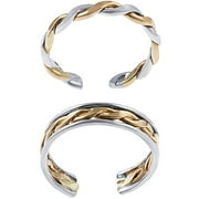 Sterling Silver Handcrafted Two-Tone Toe Ring Set