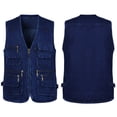 thumbnail image 2 of Men's Denim Zipper Cardigan Multi Pocket Vest Convenient Mountaineering Camping Fishing Outdoor Cargo Vest, 2 of 7