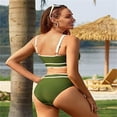 thumbnail image 2 of Women's High Waisted Bikini Sets Sporty Two Piece Swimsuits Color Block Cheeky High Cut Bathing Suits-Army Green, 2 of 5