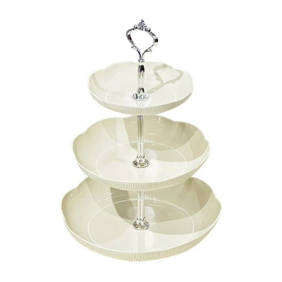 Cheapark Three-Tier Plastic Fruit Tray - Durable Design for Living Rooms, Weddings & Christmas, Holds Desserts & Candy, Festive Serving Rack