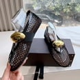 thumbnail image 1 of Sandalias planas de malla para mujer, zapatos de verano a la moda, transpirables, con punta redonda, hebilla de metal, de diseñador, de rejilla, 1 of 3