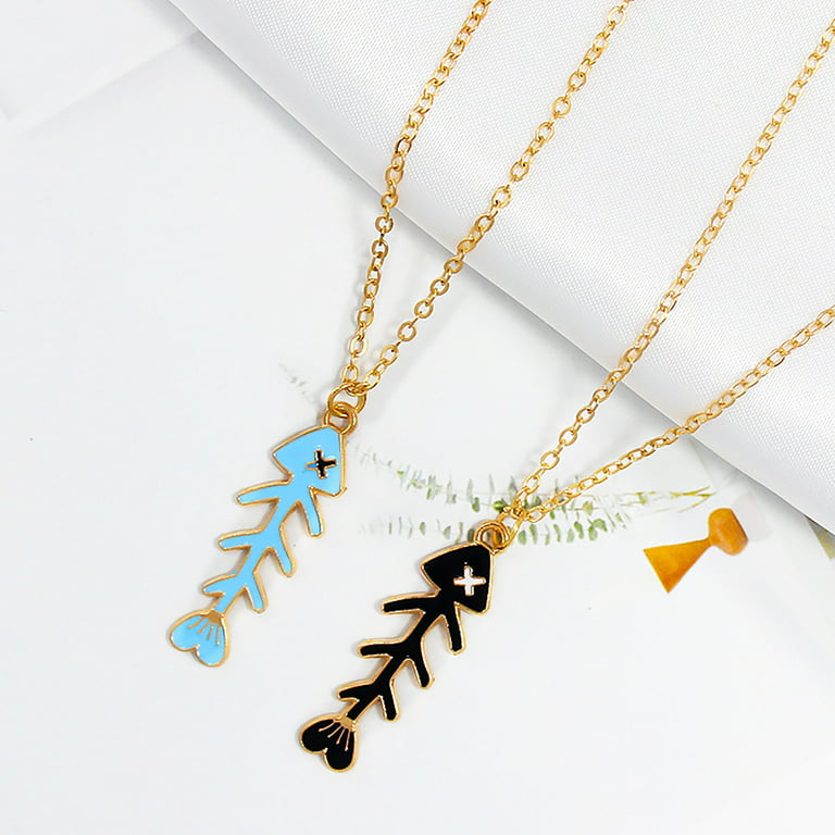 Cute Fishbone Pendant Necklace Good Friend Fashion Necklace