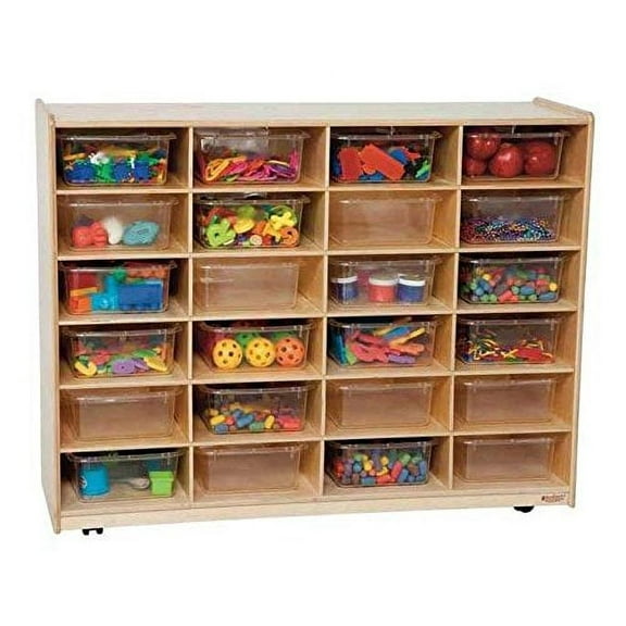 wood designs 46001 tray storage with 24 translucent letter trays, large, 4"