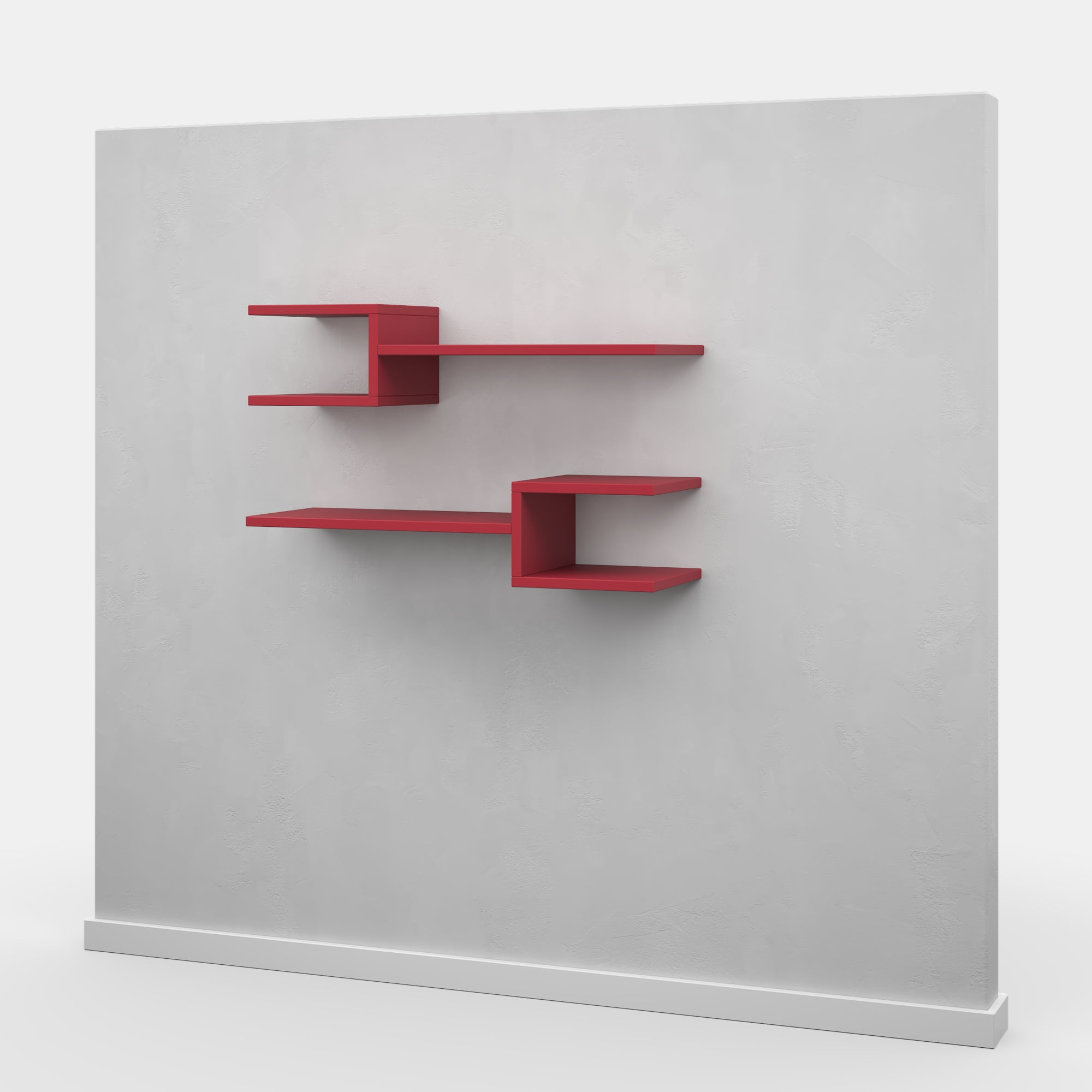 Ada Home Decor Furniture 29.53" 2 Tier Burgundy Webbs Modern Wall Shelf