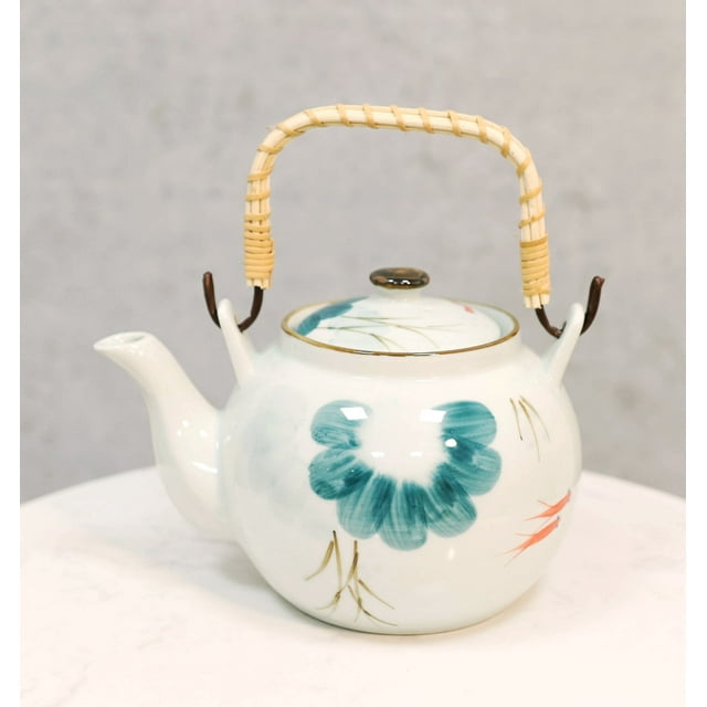 Feng Shui Yin Yang Koi Fish Pair In Lily Pond Ceramic Tea Pot 38oz Teapot Decor