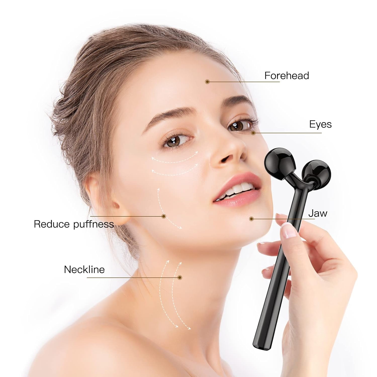 Face Roller, Facial Metal Massager, Massage Tool for face (Black)