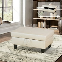 Faux Leather Storage Ottoman