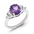 thumbnail image 1 of Sterling Silver Diamond & Oval Simulated Amethyst Ring (2mm) - Size 7, 1 of 2