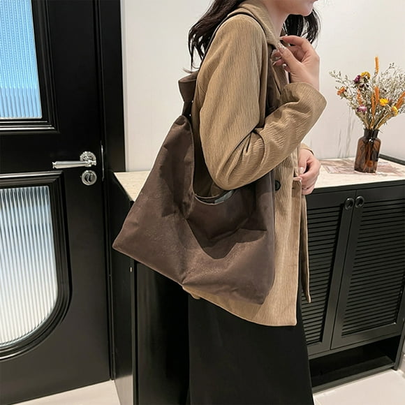 Bolso de hombro de moda | Bolso de mano y bandolera para mujer | Poliéster Marrón Café | Correa ajustable | Bolso tote casual elegante | Se adapta al teléfono, la cartera, las gafas de sol, las