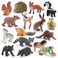 thumbnail image 1 of Juego de minifiguras de animales del bosque, 16 piezas, PVC, con ardilla y erizo, 1 of 2