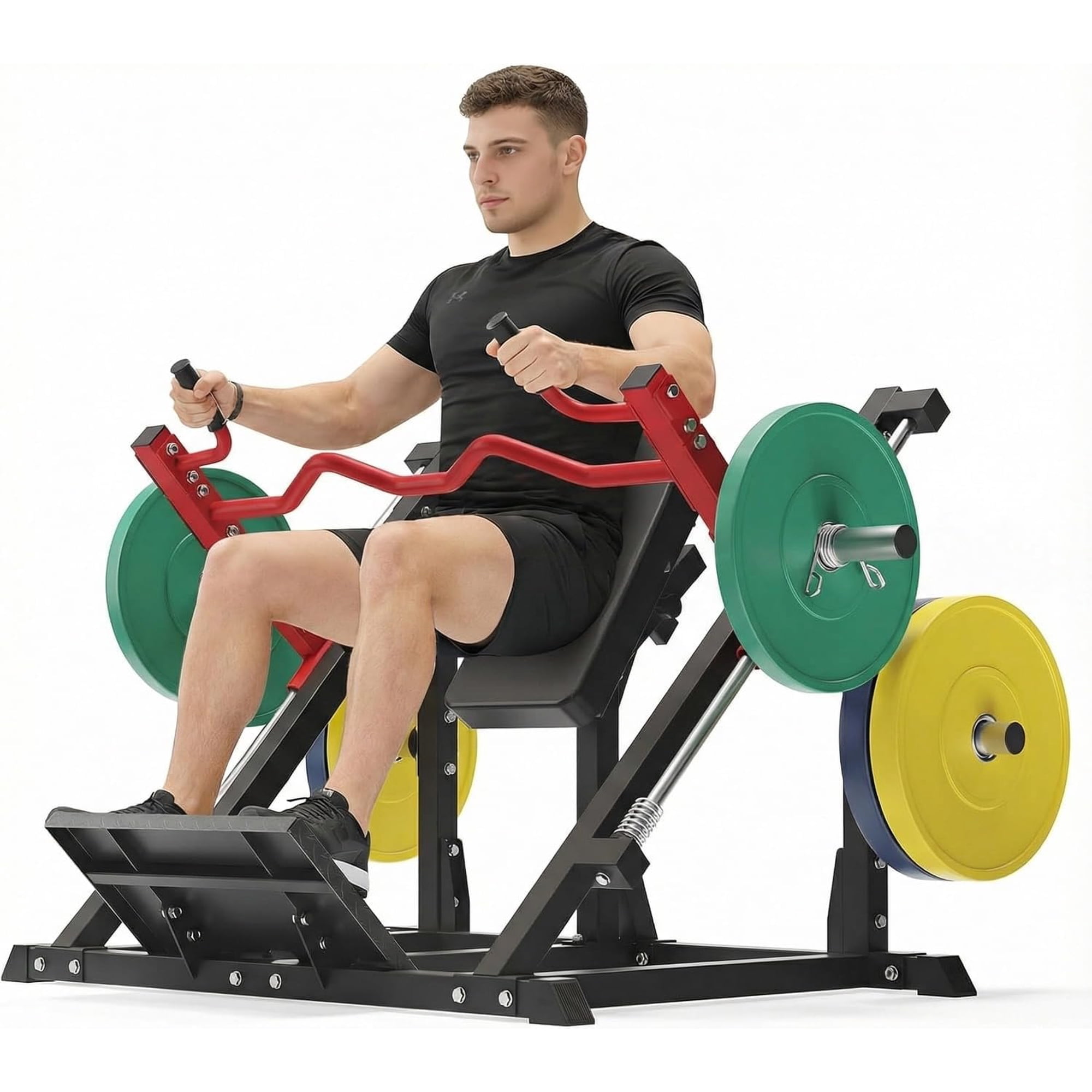 Senfot Multi Box Carbon Steel Track Rowing Machine Full Body Cardio Strength Training Home Gym Fitness Workout Equipment Black Red
