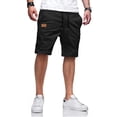 thumbnail image 1 of Shorts casuales de algodón sarga para hombre JMIERR, negro, XL, 1 of 8