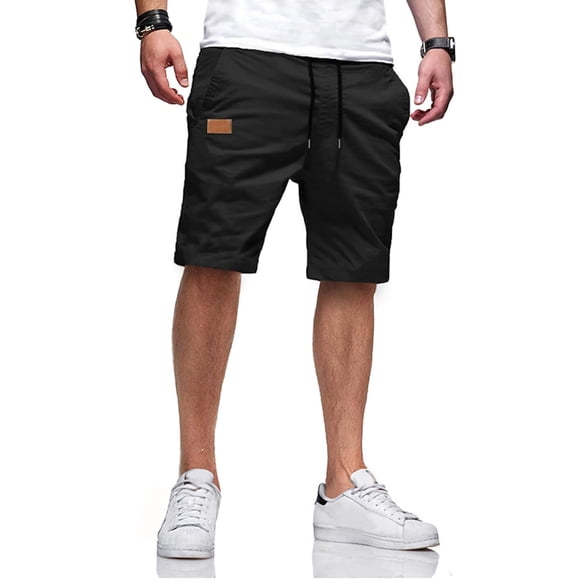Shorts casuales de algodón sarga para hombre JMIERR, negro, XL