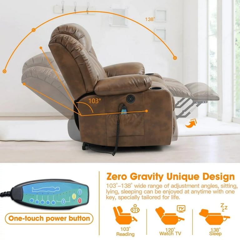 EDILLY Large Power Leather Lift Recliner Chair for Elderly and