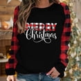 thumbnail image 2 of Deals under 10.00 LYXSSBYX Long Sleeve Shirts for Women Womens Long Sleeve Plaid Christmas Print Splicing Round Neck Pullover Shirt T-Shirt Tops, 2 of 9