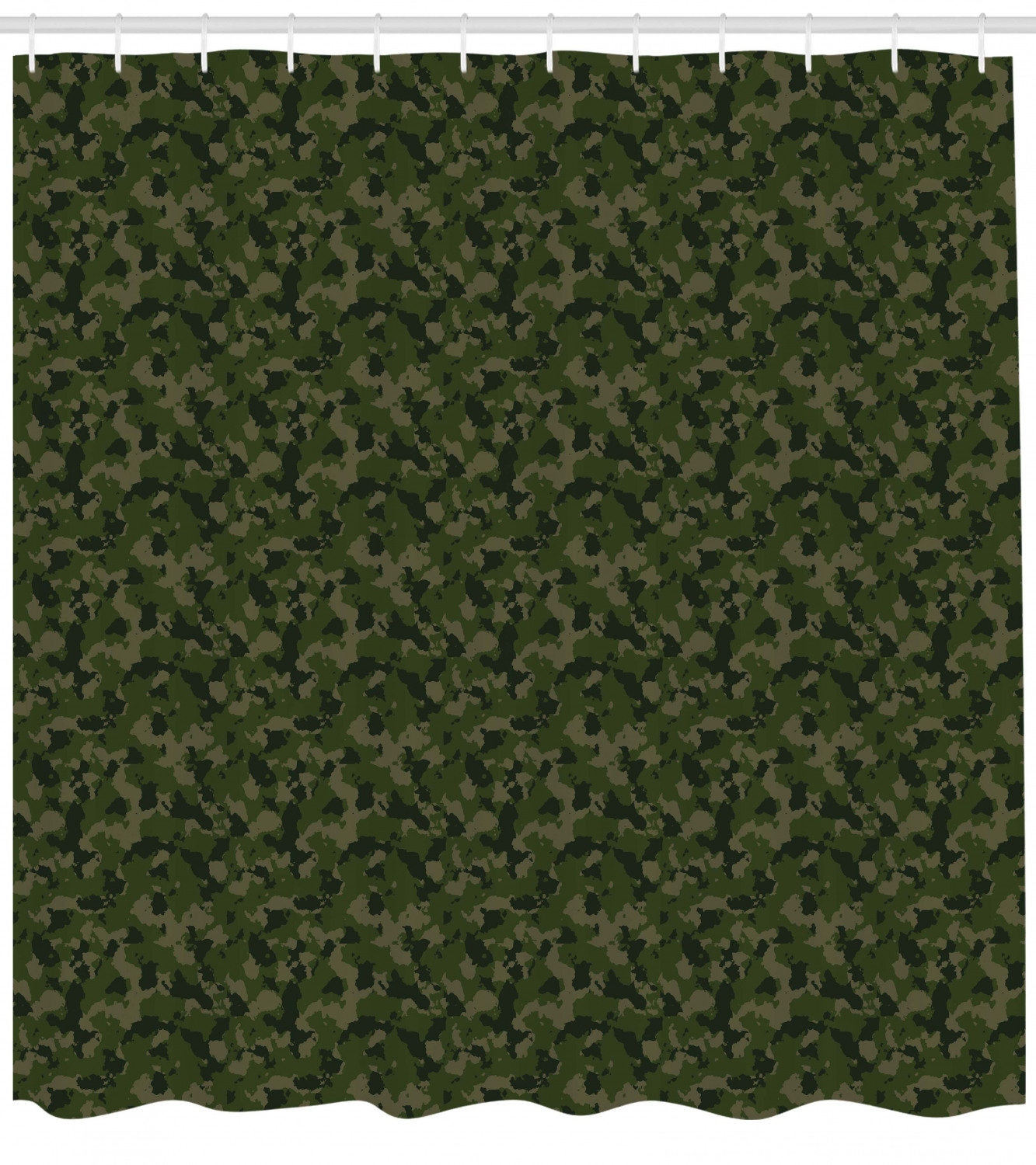 Camouflage Shower Curtain, Simplistic Design Woodland Camo Pattern in