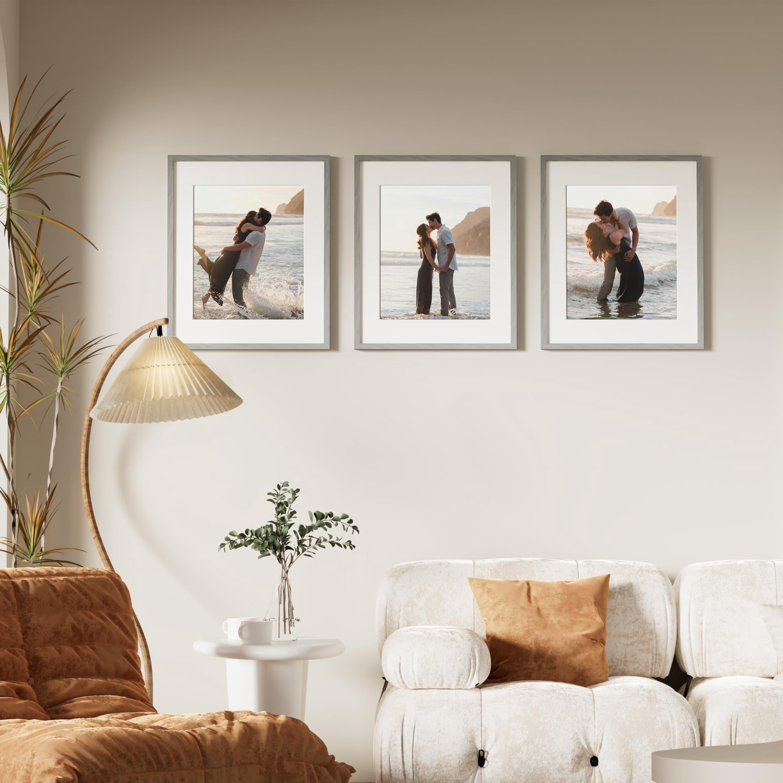 decorUhome 16x20 Picture Frame for Wall, Plexiglass, Displays Poster 11x14 with Mat or 16x20 without Mat, PVC Frame Material, Horizontal or Vertical Hanging, Grey