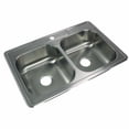 thumbnail image 2 of transolid stde33227-3 select 3-hole drop-in 50/50 double bowl 20-gauge stainless steel kitchen sink, 33-in x 22-in x 7-in, brushed finish, 2 of 6