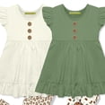 thumbnail image 2 of Millie Loves Lily Girls Cream & Loden Green Short Sleeve Tops & legging Sets, Size 8, 4-PCS, 2 of 2