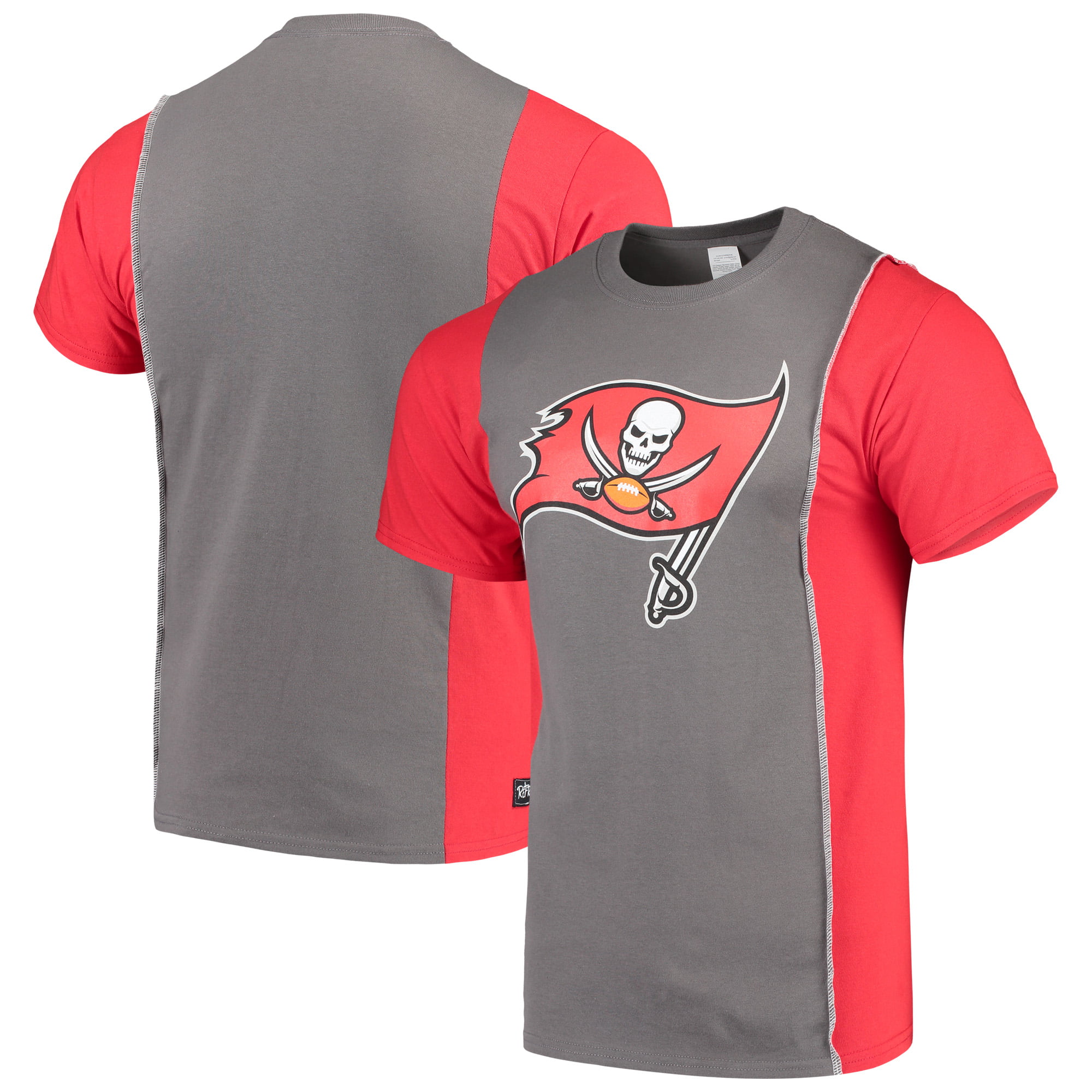Tampa Bay Buccaneers Refried Apparel Upcycled Split T-Shirt - Pewter ...