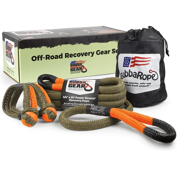 Bubba Rope 3/4 Inch X 30 Ft. Blaze Orange Eye Off-Road Jeep Recovery Gear Set