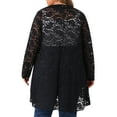 thumbnail image 4 of DARING DIVA Women's Plus Cardigan Open Front  Sheer Lace Crochet Cover Up 1X Black, 4 of 6