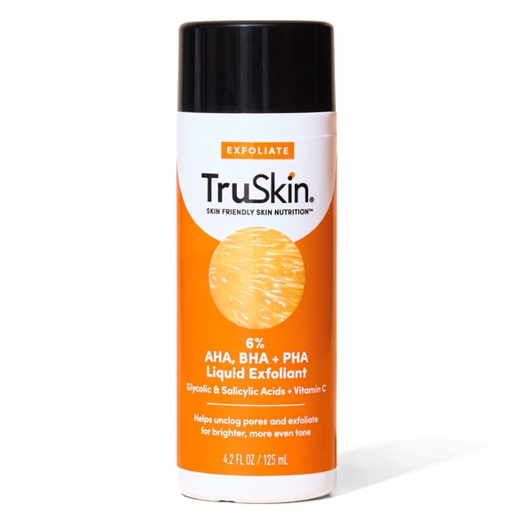 TruSkin BHA Liquid Exfoliant & Toner – PHA AHA BHA Gentle Exfoliator – Improve Appearance of Tone & Texture, Unclog & Minimize Look of Pores, 4.2 fl oz