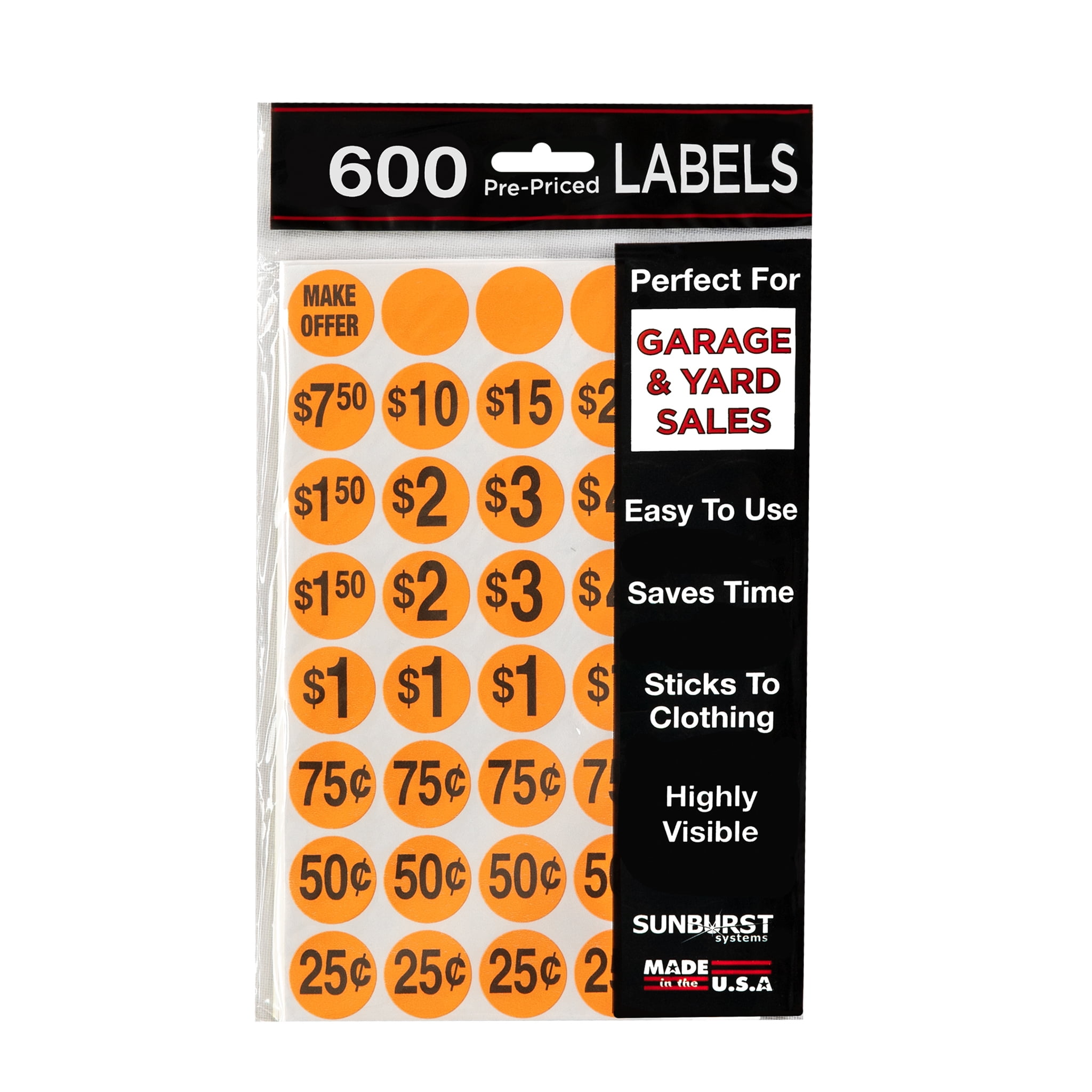 Pack of 1000 Yard Garage Sale Price Stickers Prepriced Labels Self Adhesive Tags 