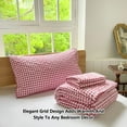 thumbnail image 4 of Red Gingham King Quilt Set, Soft Pre-Washed Microfiber Plaid King Bedspread, Lightweight Checked Summer Quilt, Grid Bedding Coverlets for All Seasons (Includes 1 Quilt, 2 Pillow Shams), 4 of 7