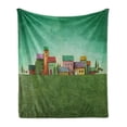 thumbnail image 1 of Mural Soft Flannel Fleece Throw Blanket, Village of Abstract Shaped Colorful Housesnd Bushy Trees on Greenery Grass Field, Cozy Plush for Indoor and Outdoor Use, 70" x 90", Multicolor, by Ambesonne, 1 of 6