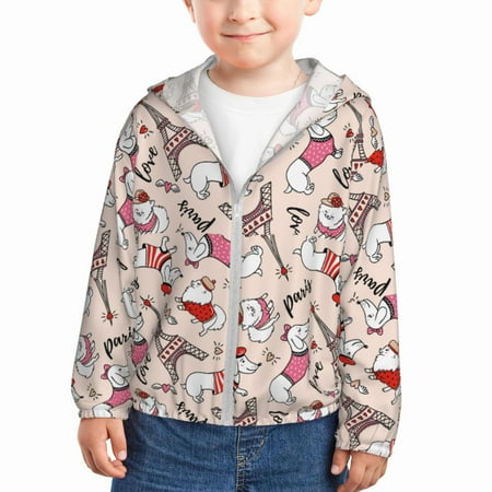 

Gaeub Dachshund And Eiffel Tower Print Athletic Sun Protection Hoodie for Kids Long Sleeve Outdoor UV Shirt Running Fishing Top for Boys Girls-5 Years