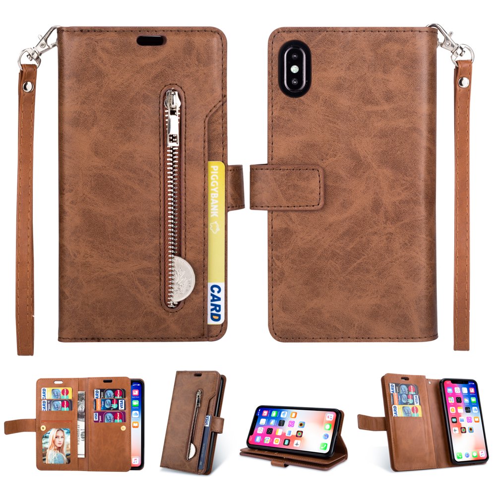 iPhone XS Max Zipper Wallet Case, Allytech Closure] Multi